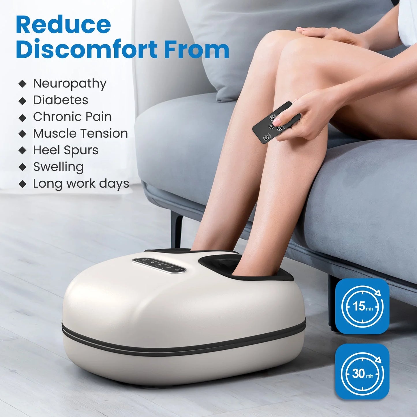 Shiatsu Foot Massager with Heat for Tired Foot Blood Circulation up to Size 11, Black,Gift