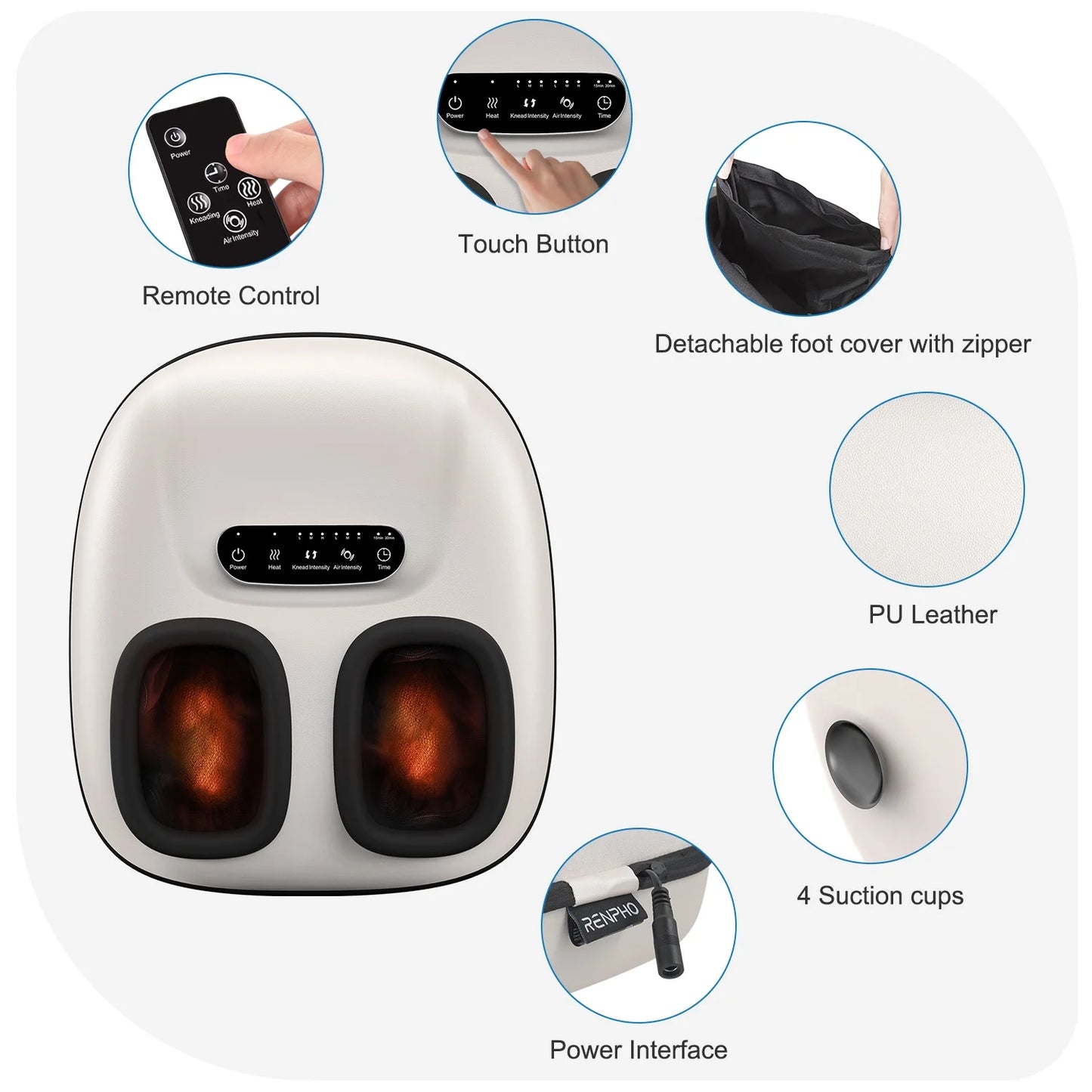 Shiatsu Foot Massager with Heat for Tired Foot Blood Circulation up to Size 11, Black,Gift