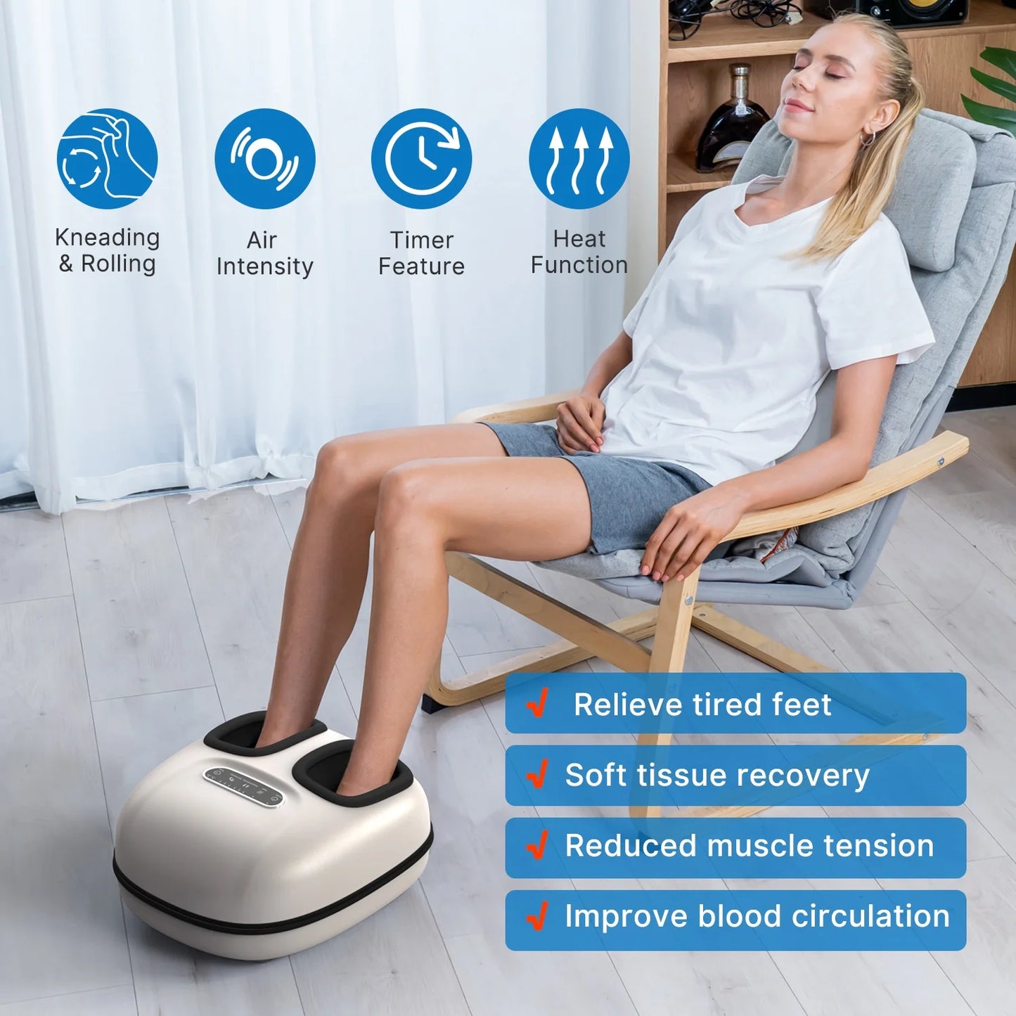 Shiatsu Foot Massager with Heat for Tired Foot Blood Circulation up to Size 11, Black,Gift