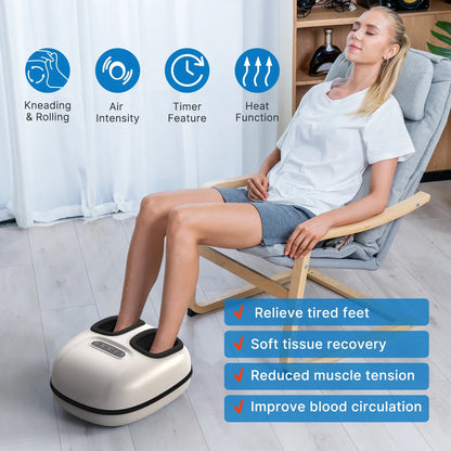 Shiatsu Foot Massager with Heat for Tired Foot Blood Circulation up to Size 11, Black,Gift